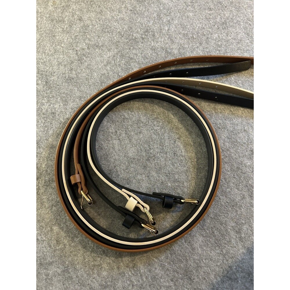 4 Pack Women Adjustable Thin Leather Skinny Waist Belts Brown Black Blue Beige M